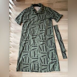 Green and Black Patterned Dress